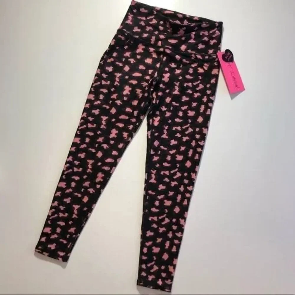 NWT BETSEY JOHNSON HIGH RISE MERLOT/PINK/BLACK PERFORMANCE 7/8 LENGTH LEGGING XS